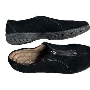 Naturalizer Ruecon Women Black Leather Suede Zip Up Shoe Size 9.5 Natural Soul